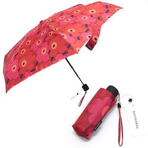 マリメッコ MINI-UNIKKO MINI MANUAL UMBRELLA ミニウニッコ柄 ミニマニュアル コンパクト 折りたたみ傘 アンブレラ 038653 301 red/dark red