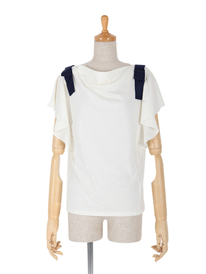 ショルダーリボンドレープカットトップス/an another angelus