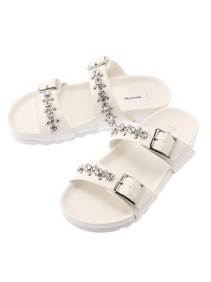 ビジュー付きフラットサンダル