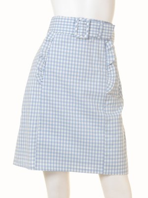 ベルト付きギンガムチェックタイトスカート