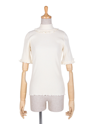 リボン付きテレコハイネックT/F&A