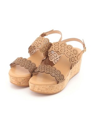 羊革フラワーカットサンダル