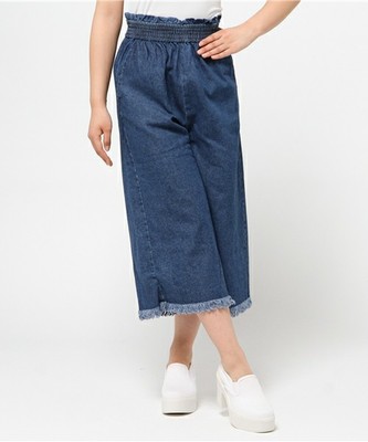 【Kastane】デニムフリンジガウチョパンツ