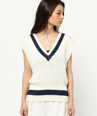 オーバーVネックラインニットベスト