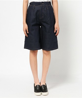 ハイウエストタックデニムガウチョパンツ