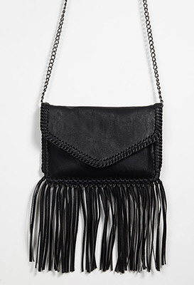 フェイクレザーフリンジショルダーバッグ