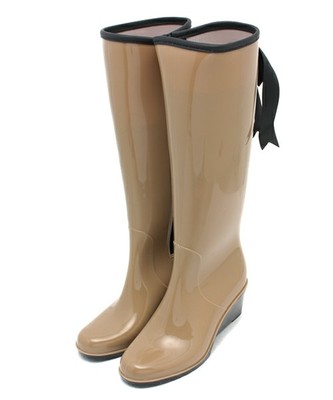 バックルリボン付レインウエッジブーツ