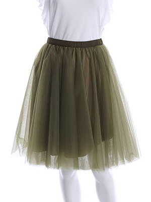 ストライプ裏地チュールボリュームスカート/COCODEAL