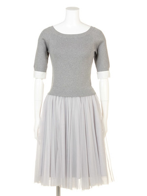 リブニットチュールワンピース/FRAY I.D