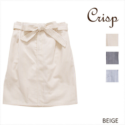 Crisp リボン付きヒッコリータイトスカート