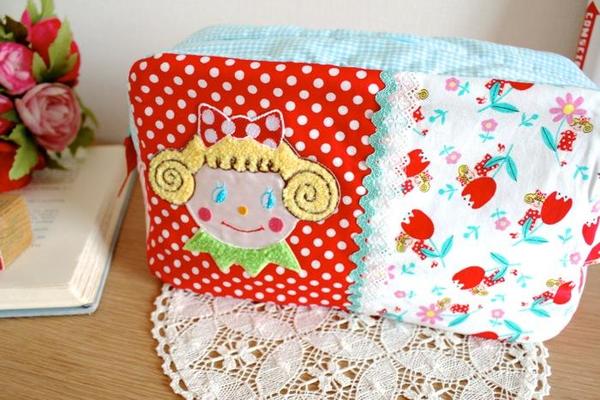 トラベルワッペンポーチ★いちごちゃん/Redドット&チューリップ