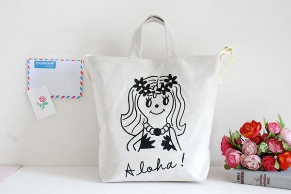 キャンバスプリント2Wayバッグ☆プルメリア