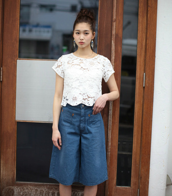 LACE半袖TOPS-S