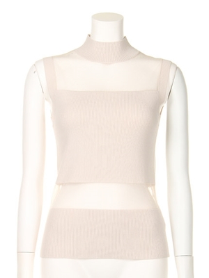 シースルーリブニット