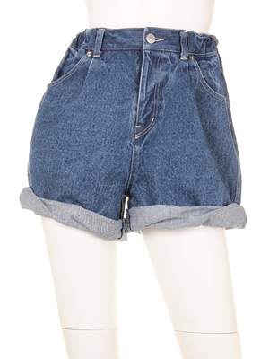 ハイウエストデニムショートパンツ