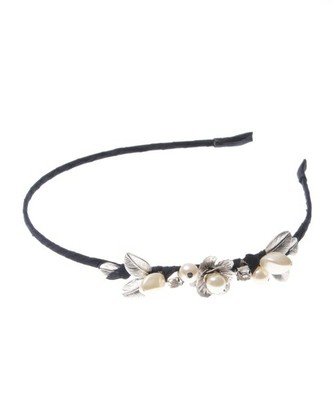 パールビジュー×メタルフラワーカチューシャ