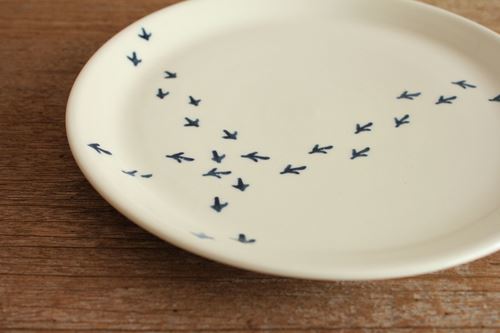 鳥のあしあとプレート　M　陶器　村田亜希