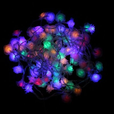 Fuloon 10m 80LED ローズ花 クリスマスイルミ&ソーラー充電式LEDイルミネーション&太陽発電、自動点灯 (カラーフル)
