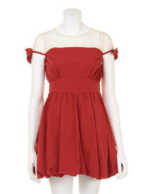 Lily Brown (リリーブラウン)  袖リボンバルーンワンピース