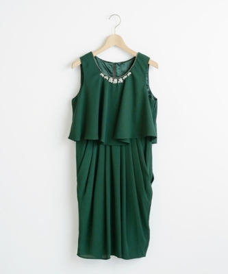 ウエスト切替フリルドレス