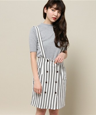 ANAP/アナップ SETTIMISSIMO ピンストライプダブルボタンサスペンダーペンシルスカート