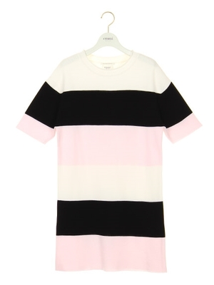 バイカラーメッシュワンピース