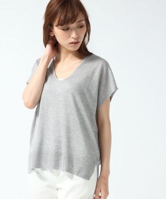 12GシアーVネックスリットプルオーバー