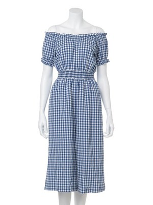 チェックオフショルガウチョパンツ/snidel