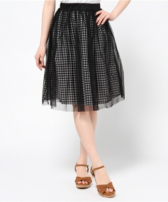 チュールギンガムスカート