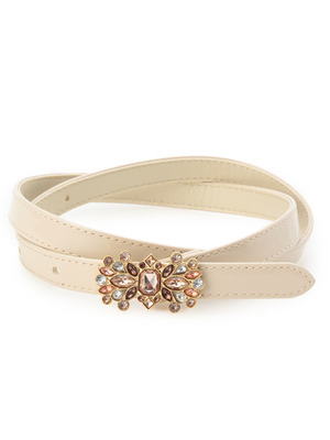 【SunaUna】ビジュー留め具エナメルベルト