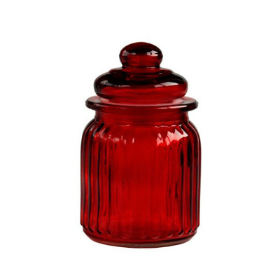 保存容器　キャニスター　ガラス製　レッド