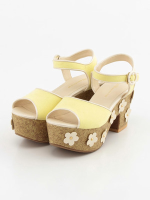 【earth music & ecology】キャンバスフラワープラットフォームサンダル