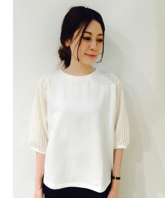 【Ciaopanic】　ミニ裏毛袖ストライプドッキングバルーン袖P/O