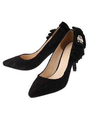 サイドモチーフ付きレースパンプス