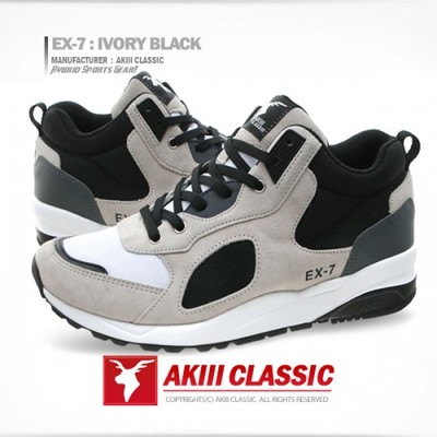 AKIIICLASSIC EX-7 IVORY-BLACK エックスセブン[アイボリー/ブラック]インヒール・シークレット・スニーカー・シューズ
