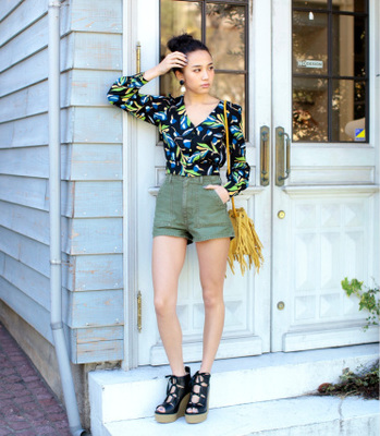 ミリタリーハイウエストショートパンツ