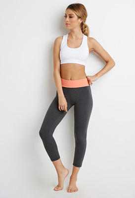 フォールドカラーブロックカプリレギンス