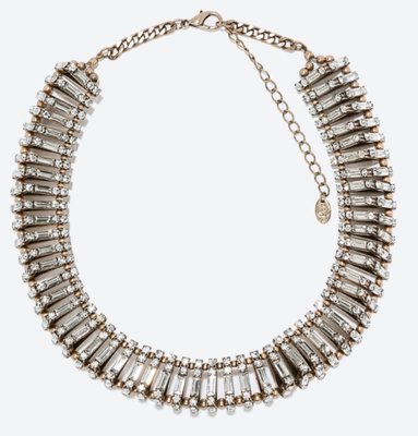 三角ラインストーンビジューネックレス