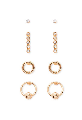 FOREVER 21 ラインストーン&フープピアスセット