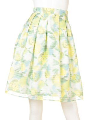 フルーツ柄ボーダータックスカート