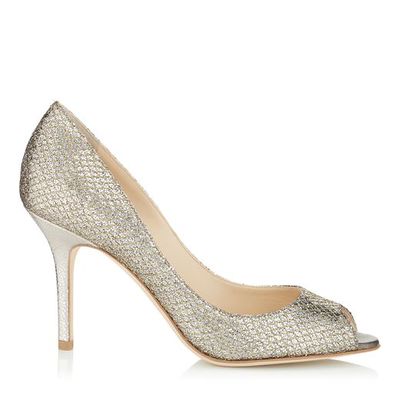 EVELYN Champagne グリッター・ピープトゥパンプス