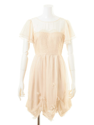 Lily Brown (リリーブラウン) 3D花ラッフル袖フレアドレス