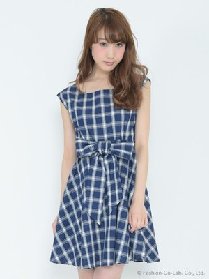 チェックリボンワンピース/titty&Co.