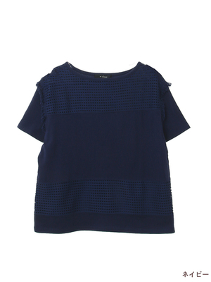 フリンジ付メッシュ切替プルオーバー