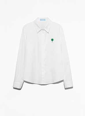 Emerald shirt 四つ葉のクローバー刺繍シャツ