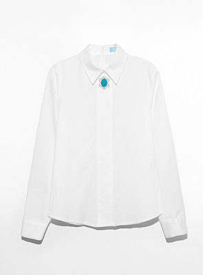 Turquoise shirt ストーン刺繍ポイントシャツ