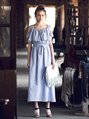 トップカラーリゾートマキシワンピース