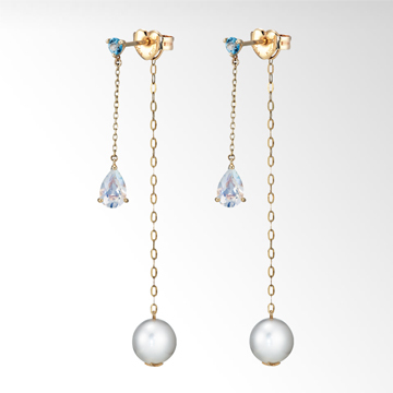 STAR JEWELRY PEARL LONG CHAIN CATCH PIERCED EARRINGS