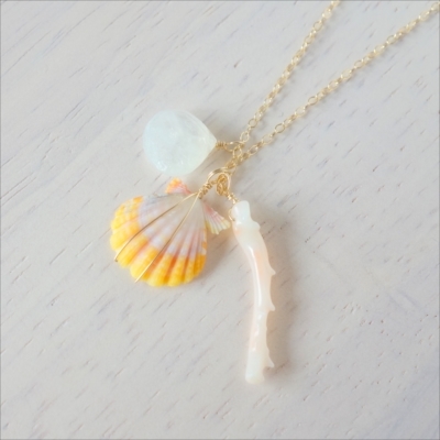 サンライズシェル & コーラル 14KGF ネックレス ハワイ [アドーンドバイザシー] 20