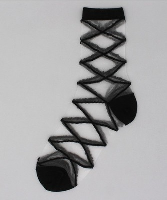 WEGO/レースアップシースルーソックス